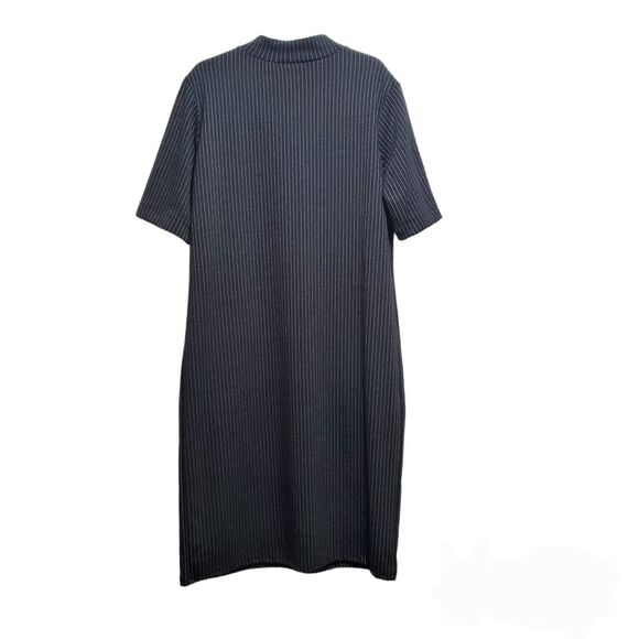 Zara Woman Pinstriped Mock Neck Midi Dress Size M - Picture 8 of 9